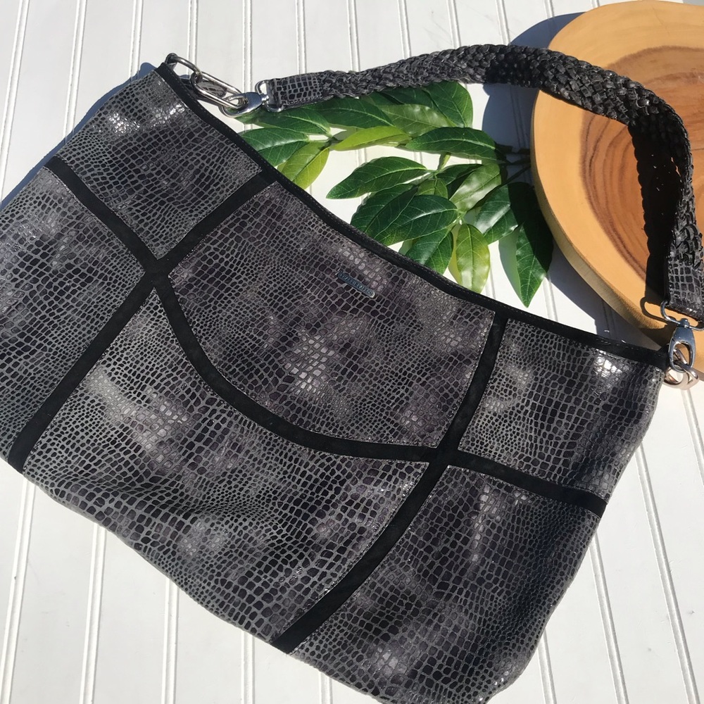 Charlie Lapson Large Embossed Leather Sling Bag